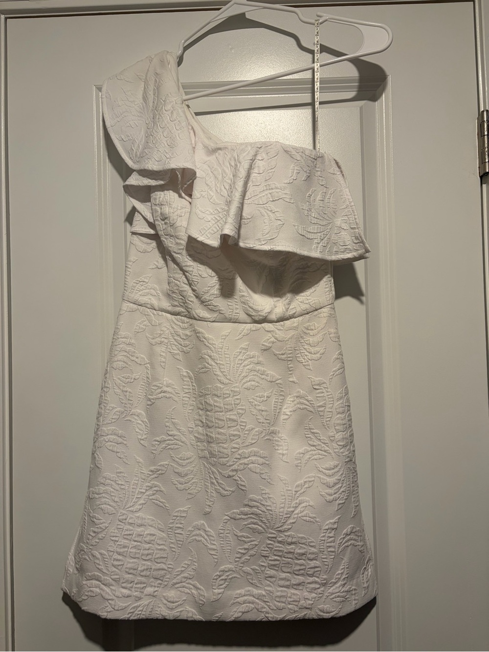 Lilly Pulitzer White One-Shoulder Ruffle Textured Dress